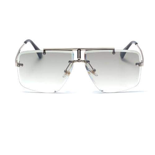 Junsika Oversized Square Rimless Sunglasses for Men Fashion Retro Designer Shades Sunglasses2