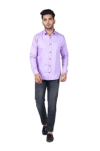 Image of HARPITA Men's Solid Regular Fit Cotton Casual Shirt with Spread Collar & Full Sleeves