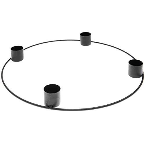 Adventskranz Metallring, 25 cm, Schwarz matt, mit 4 Kerzenhaltern
