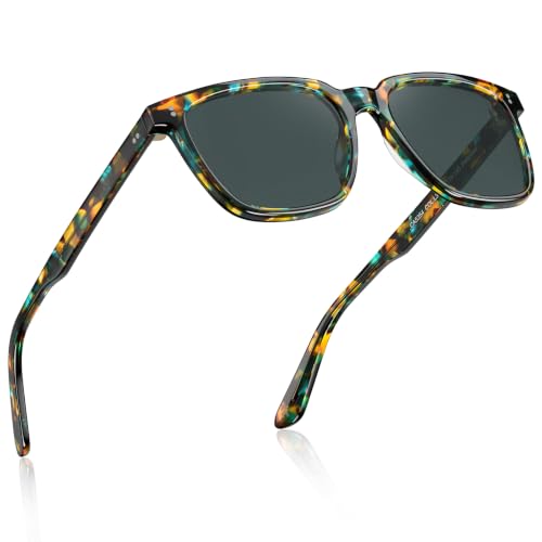 Image of CARFIA Acetate Polarized Sunglasses for Men UV400 Protection Classic Retro Square Shades Driving Glasses