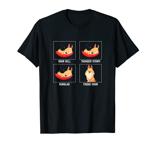 Funny Sleepy Dog Wakes Fridge Door Pet Lover Dog Owner T-Shirt, Black
