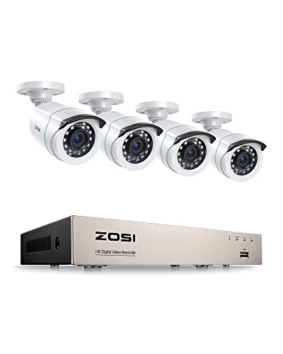 ZOSI Kit de Cámara de Vigilancia Exterior 8CH 2MP Grabador DVR con (4) Cámara de Seguridad Interior, Visión Nocturna, Acceso Remoto, sin Disco Duro