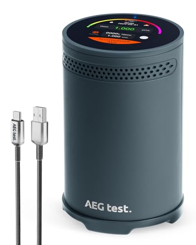 HOUND-3699 Radon Detector, 10-Minute Measurement Updates, Touchscreen Color Display, Audible & Visual Alarm, AEGTEST Long-Term Radon Concentration Monitoring for Home - Blue