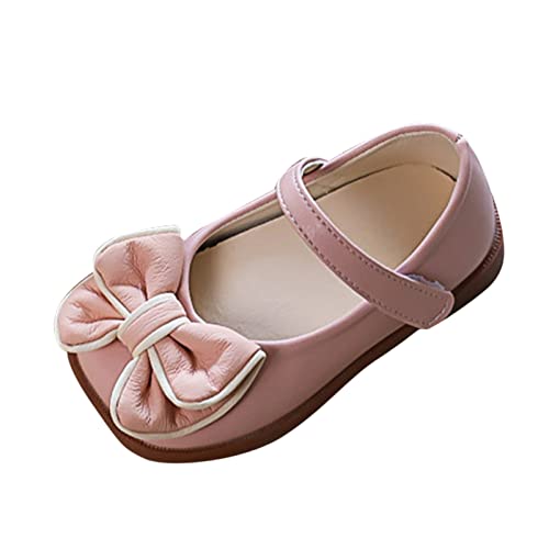 Spring and Summer Girls Casual Shoes Bow Hook Loop Solid Color Comfortable Single Shoes Toddler Girls Running Shoes Pink