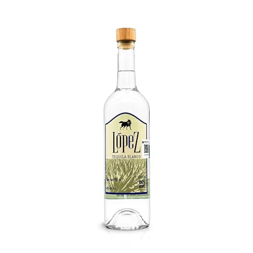 Lopez Tequila Blanco - 100% Agave 700ml (40% vol) - Traditionell hergestellt: Holzfass-Gärung Kupferdestillation herbal-florale Noten seidiger Abgang