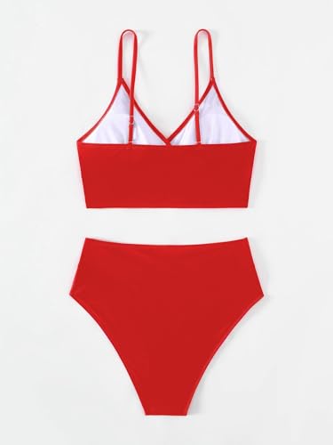 Womens Bathing Suit 2 Piece Tummy Control High Leg Swimsuit V Cut Bottom3