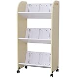 DORIS ドリス 本棚 大容量 スリム 3段 おしゃれ a4 キャスター付き 収納ワゴン ワゴン 漫画 コミック 幅55cm 奥行35cm 高さ109cm ホワイトメープル×ホワイト アルバーン3段 【16919】