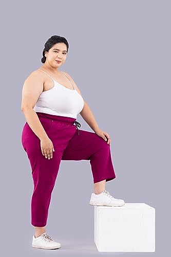 Image of CUPID Woman's Plus Size Plain Cotton Half Pant, 3 /4th Sports n Casual Night Short Pant, Knee Length Indoor n Outdoor Capris for Ladies