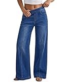 GRAPENT High Waisted Jean for Women Tummy Control Pull on Jeans Stretchy Wide Leg Jeans for Women Color Darkness Blue Size M Medium Size 8 Size 10