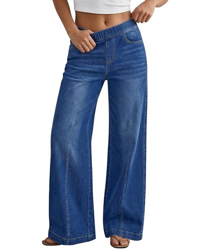 GRAPENT Wide Leg Trousers Women's Travel Jeans Tummy...