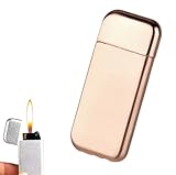 NIVEK Slim Compact Lighter, Ultra Thin, Small Portable, Soft Flame Refillable for Men Women (Rose Gold)