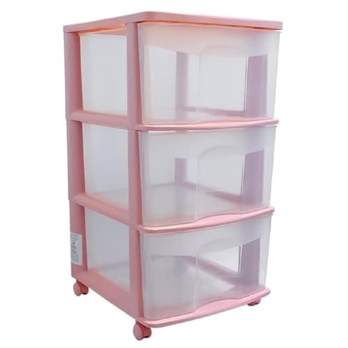 Consejos para Comprar Cajones de plastico comprados en linea. 46 Italhome Cajonera De Plástico, Cajonera Organizador Con Ruedas De Color Rosa Con 3 Cajones Transparentes Fox