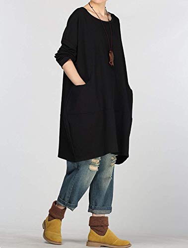 Minibee Women's Crewneck Oversized Sweatshirt Casual Loose Sweatshirts Long Sleeve Pullover Tunic Tops with Pocket2