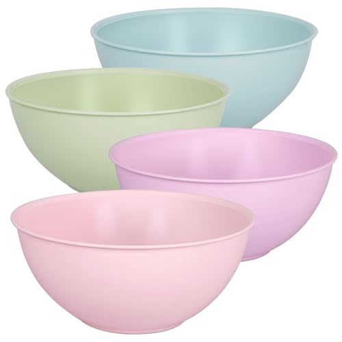 Greentainer 4-Piece Plastic Mixing Bowl Set 113oz Lightweight Serving Bowls Large Salad Bowls for Baking Prepping Cooking and Serving Food Dishwasher & Microwave Safe