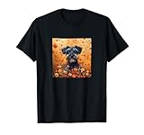 schnauzer standard cane fiori con cuori intorno grafica maglietta