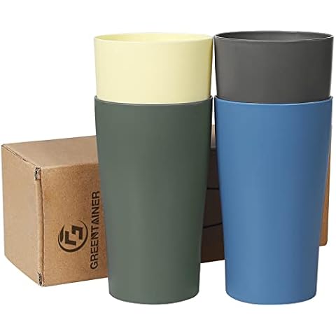 Greentainer 4er Set Becher, 400ml, Bruchfeste Wiederverwendbare Trinkbecher, Tasse aus Gesundes PP für Kinder und Erwachsene Cover