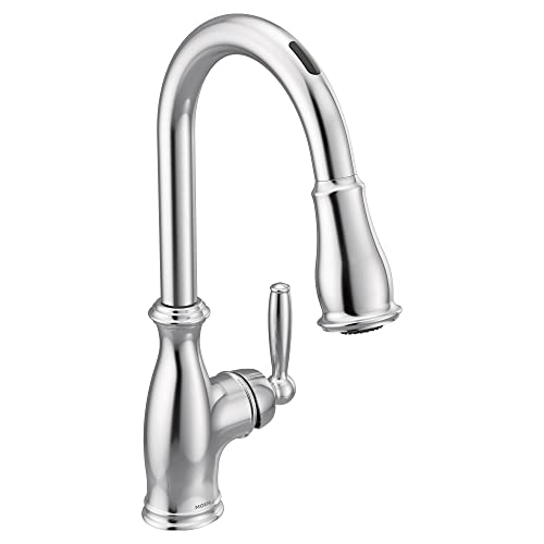 Moen 7185EVC Brantford Smart Touchless Pull Down Sprayer Kitchen Faucet with Voice Control and Power Boost, Chrome