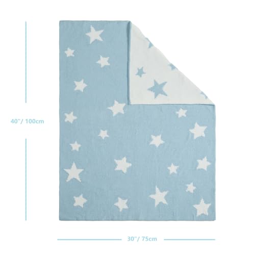 Image of CREVENT 30 inchX40 inch Cozy Soft Warm Chenille Baby Blanket for Girls Boys, Newborn Essentials for Infant, Baby Shower Receiving Gift - Blue Star