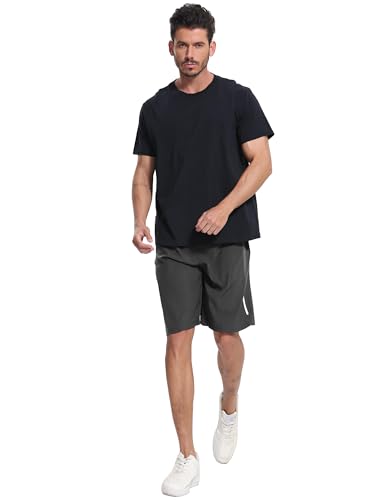 BUYJYA 5 Pack Men's Athletic Gym Shorts Set Workout Basketball Running Elastic Waist with Zipper Pocket Gift4