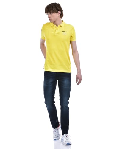 Image of Numero Uno Men's Deep Blue Skinny-Fit with Subtle Fading Sustainable Jeans