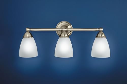 Image of Moen YB2263BN Brantford 3-Light Dual-Mount Bath Bathroom Vanity Fixture with Frosted Glass, Brushed Nickel