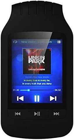 Ön view of the HOTT MP3 Player HA09 displaying a music playback screen with album art and controls.