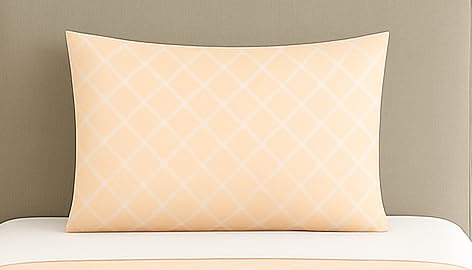 Image of DECOR2ADMIRE 300 TC Premium Glace Cotton Solid Lines Pastel Shades Bedsheet for Single Bed with 1 Pillow Cover for Home (Solid-Box Peach, Single 60 inch x 90 inch)