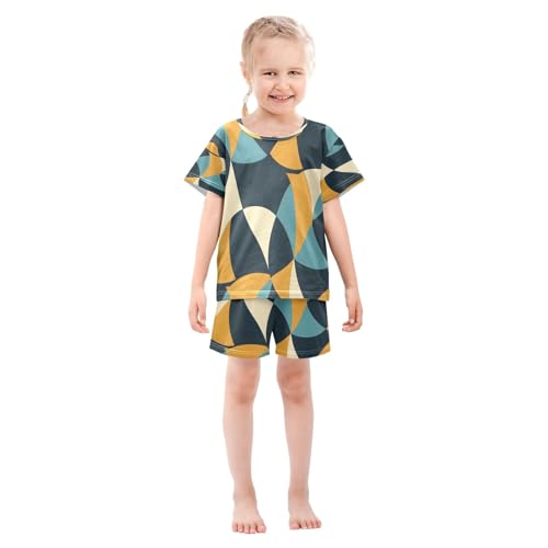 Abstract Color Kids Pjs Set Boys Girls Summer Short-Sleeve Sleepwear Pajamas 2PCS3