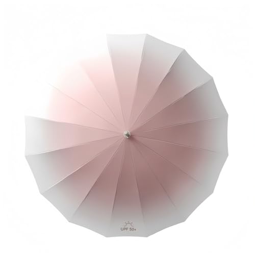 FeiFan 長傘 レディース ビニール傘 グラデーション 遮光 晴雨兼用 16本骨 耐風 直径105cm 折りたたみ不可 日焼け防止 梅雨対策 おしゃれ 人気 軽量 コンパクト収納 (85cm*105cm,ピンク)