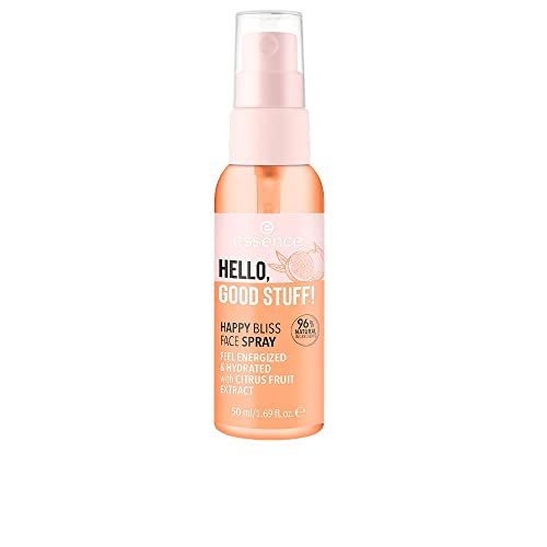 essence HELLO, GOOD STUFF! HAPPY BLISS FACE SPRAY, Gesichtsspray, transparent, fixierend, feuchtigkeitsspendend, erfrischend, natürlich, vegan, Nanopartikel frei (50ml)