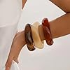 Chunky Resin Acrylic Bangle Bracelets for Women, Statement Wide Geometric Bangles Set, Fashion Stackable Bracelet Trendy Jewelry Gift #5