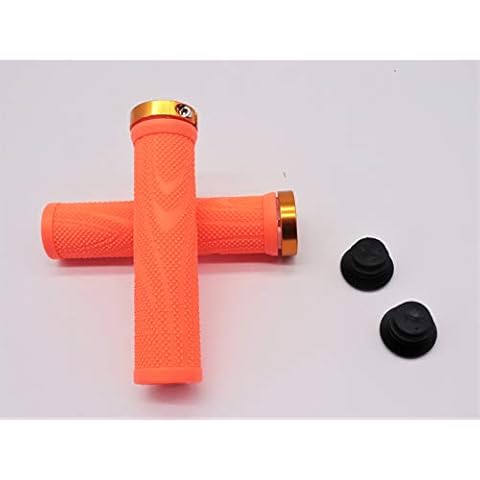CarbonEnmy Bicycle Handlebar Grips Non-Slip Rubber Single Sided Lock Black Red Orange Cover