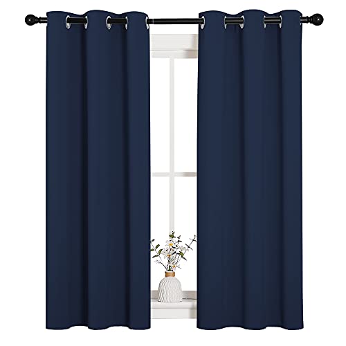 Image of NICETOWN Blackout Curtain Panels, Window Treatment Energy Saving Thermal Insulated Solid Grommet Blackout Drapes /Draperies (Navy, 1 Pair, 34 by 54-inch)