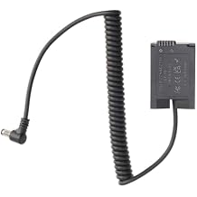 FocusFoto DC Male Plug to EN-EL25 Decoded Dummy Battery EP-5G DC Coupler Power Adapter Spring Cable Coiled Cord for Nikon Z50, Z30, Zfc Mirrorless Camera