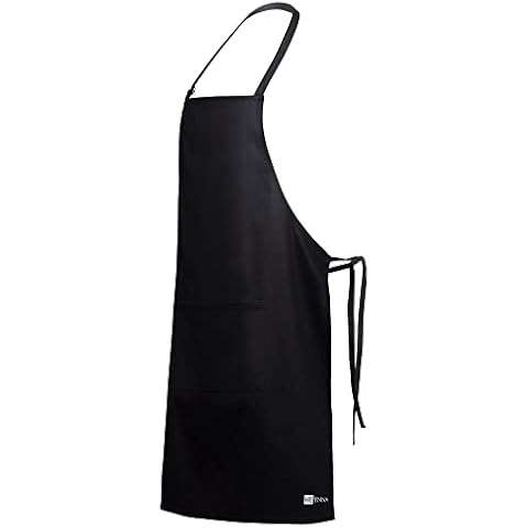 HEYNNA® Premium cooking apron / kitchen apron 100% cotton resilient & easy to clean - perfect also as barbecue apron and baking apron (black) Cover