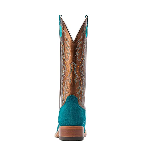 Ariat Womens Futurity Boon Croc Snip Toe Pull On Dress Boots Knee High Low Heel 1-2" - Blue, Brown3