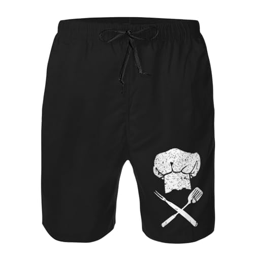 Chef Hat Cross Men's Casual Board Shorts Swim Trunks Fit Summer Hawaii Beach Golf Short Swimwear Bathing Suits,4