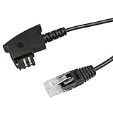 ecabo 10210 Routerkabel TAE-F Stecker auf RJ45 Stecker 8P2C - Routerkabel DSL VDSL ADSL Direktanschluss von DSL-Routern an die Telefondose – Flachkabel für Alle Router und Modems – schwarz 10m 1000cm