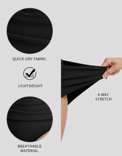 image for Tempt Me Women's Black High Waisted Bikini Bottom Tummy Control Ruched