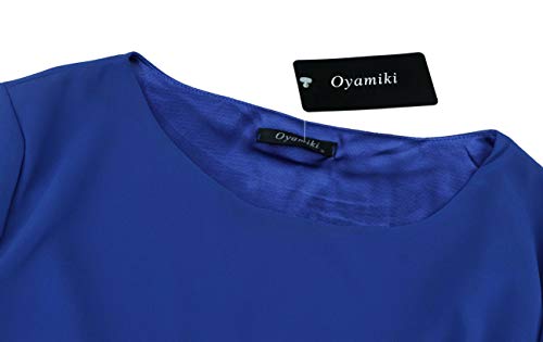 Image of Oyamiki Womens Half Sleeve Layered Flowy Chiffon Blouses Round Neck Shirts Tops