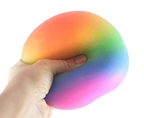 Jumbo 4" Rainbow Doh Filled Stress Ball - Super Size Glob Balls - Squishy Gooey Shape-Able Squish Sensory Squeeze Balls - Cream Doh Filled Sensory, Fidget Toy- Gooey Squish Ot #TOP2