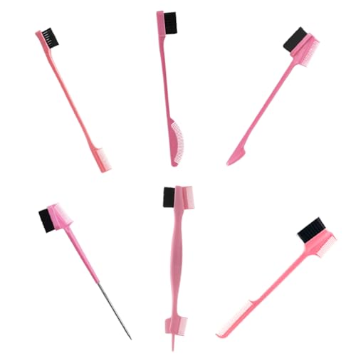 FOMIYES 6 Piezas peine de maquillaje tinte cera facial equipo women pinceles maquillaje pinceis maquilhagem peine cejas cepillo de cejas mujer herramienta de cepillo de pestañas AbS rosa