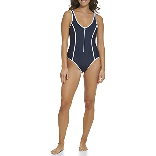 Tommy Hilfiger Women's Over The Shoulder Half Zip Detail Everyday One Piece