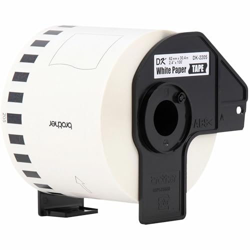 Image of Brother Genuine, DK-2205 Continuous Paper Label Roll, Cut-to-Length Label, 2.4 inch x 100 Feet, (1) Roll Per Box