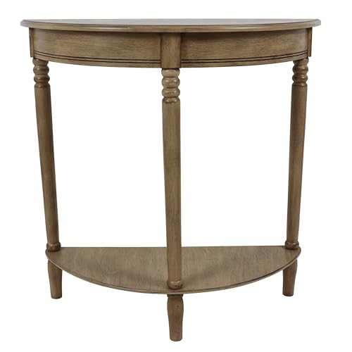 Decor Therapy Half Moon Entry Table, With Shelves & Easy Assembly, Farmhouse Entryway Table, Sahara, Wood - (28.5" x 11.8" x 28.5")