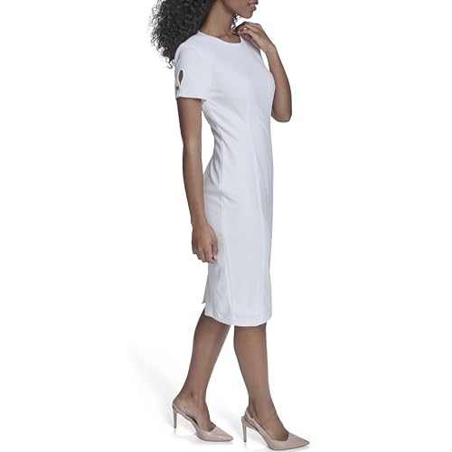 Image of Calvin Klein Women's Seamed Scuba Crepe Sheath Dress