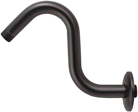 S-style Shower Arms High Rise Shower Arm, Brass Construction, Oil Rubbed Bronze Finish, with Flanges, Raise up 4" - By Plumb USA