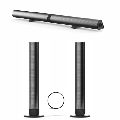 LEUTED Soundbar für TV Geräte, Abnehmbare 2-in-1-Soundbar, Bluetooth 5.3, Abnehmbar und an der Wand Montierbar TV Speaker für Heimpartys Schwarz