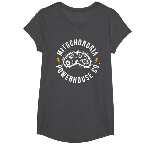 Mitochondria Powerhouse Co. T-Shirt, Girls, Dark Heather Grey, Small