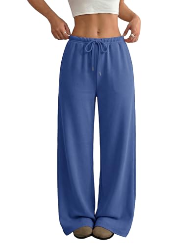 Wide Leg Sweatpants for Women High Waisted Baggy Sweat Track Pants Drawstring Casual Lounge Pants with Pockets